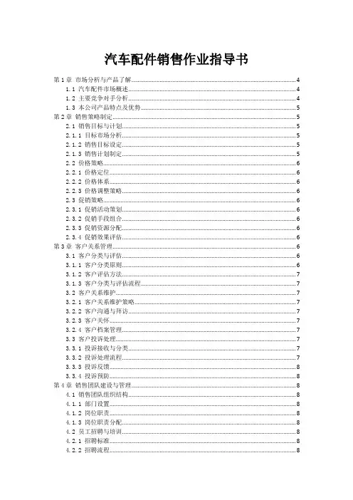 汽车配件销售作业指导书