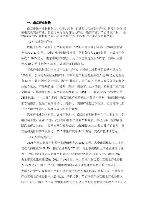 南京产业结构基本情况