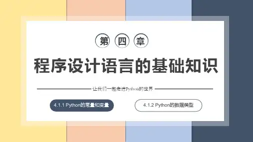4.1.1Python的常量和变量 4.1.2Python的数据类型 课件 高中信息技术