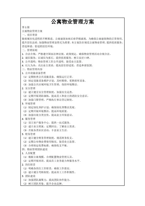 公寓物业管理方案