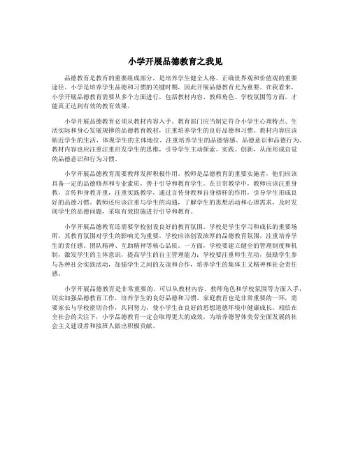 小学开展品德教育之我见
