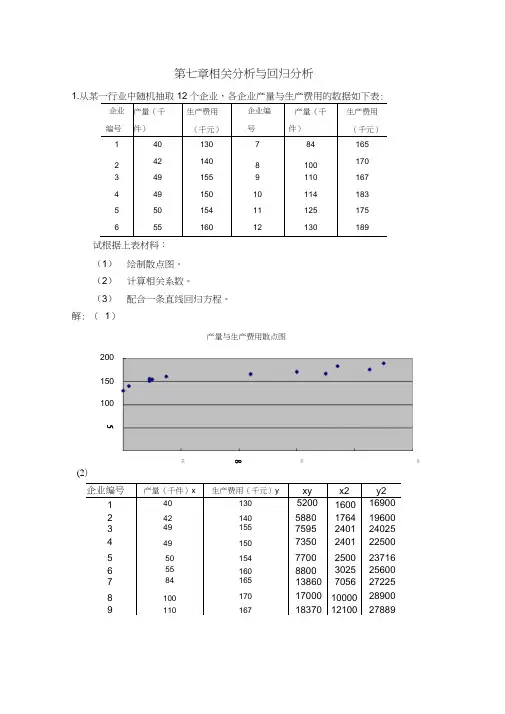 第七章相关分析与回归分析 2
