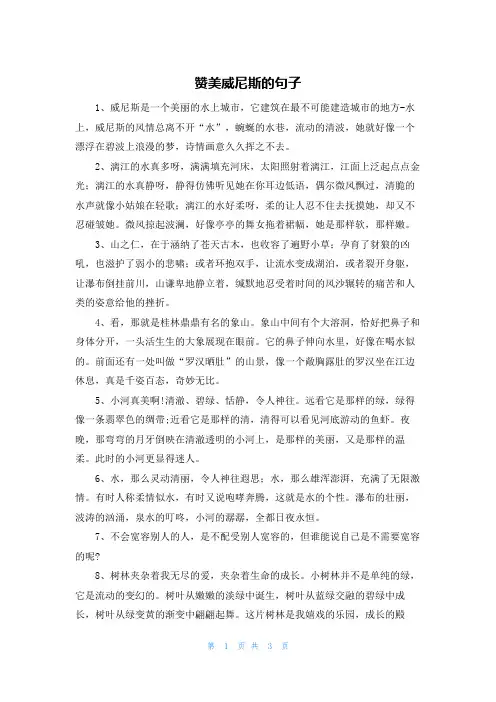 赞美威尼斯的句子