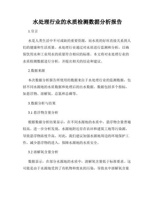 水处理行业的水质检测数据分析报告