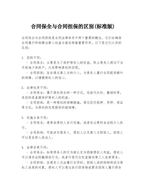 合同保全与合同担保的区别(标准版)