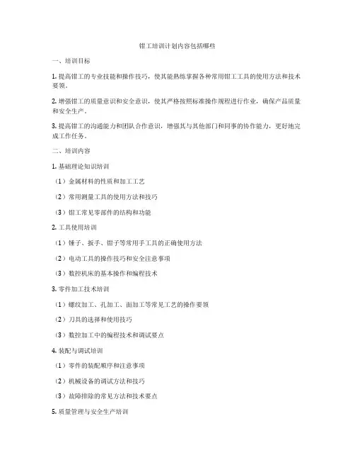 钳工培训计划内容包括哪些