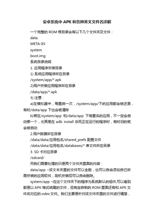 安卓系统中APK和各种英文文件名详解