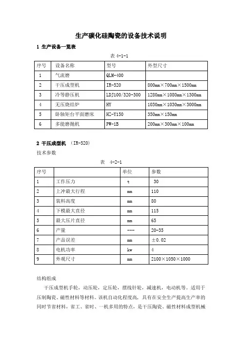 生产碳化硅陶瓷的设备说明