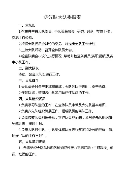 少先队大队委职责