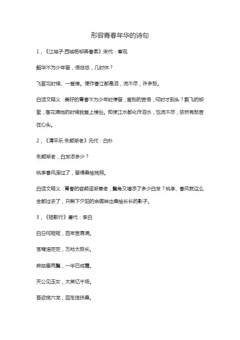 形容青春年华的诗句
