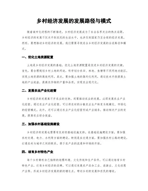 乡村经济发展的发展路径与模式