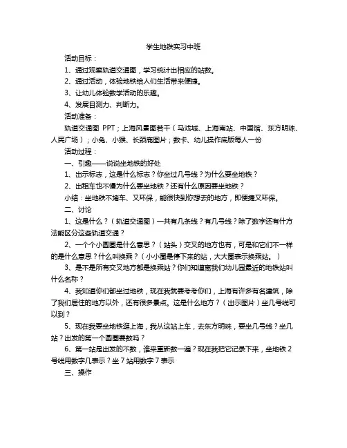 学生地铁实习中班