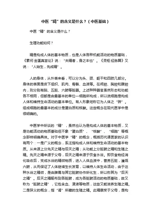 中医“精”的含义是什么？（中医基础）