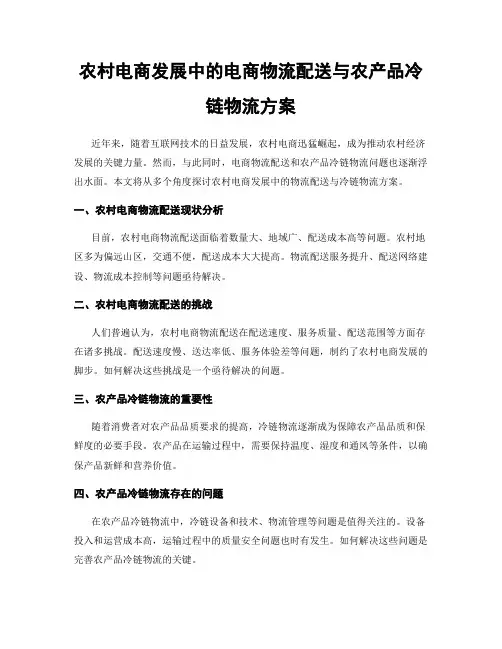 农村电商发展中的电商物流配送与农产品冷链物流方案