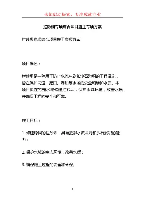 拦砂坝专项综合项目施工专项方案