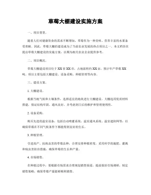 草莓大棚建设实施方案