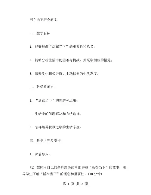 活在当下班会教案
