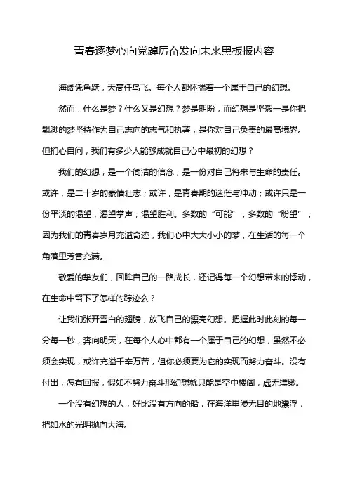 青春逐梦心向党踔厉奋发向未来黑板报内容