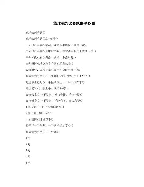 篮球裁判比赛规则手势图