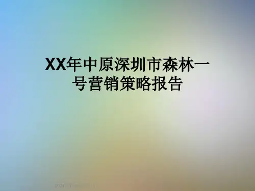 XX年中原深圳市森林一号营销策略报告
