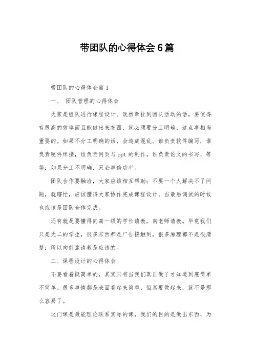带团队的心得体会6篇