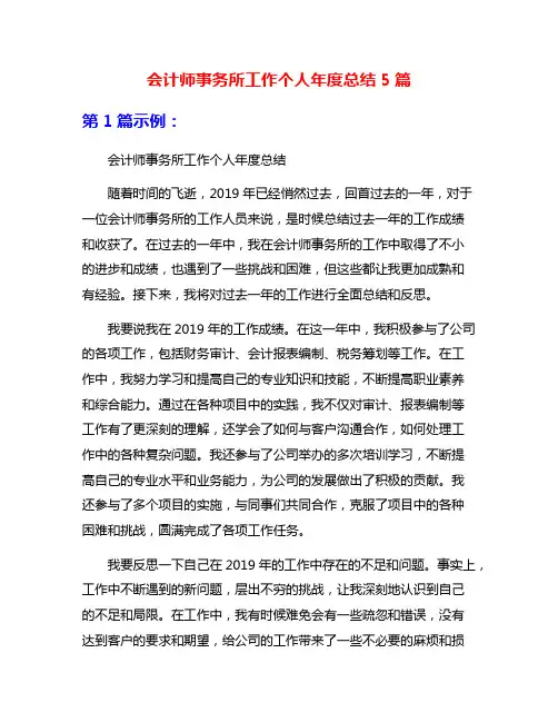 会计师事务所工作个人年度总结5篇