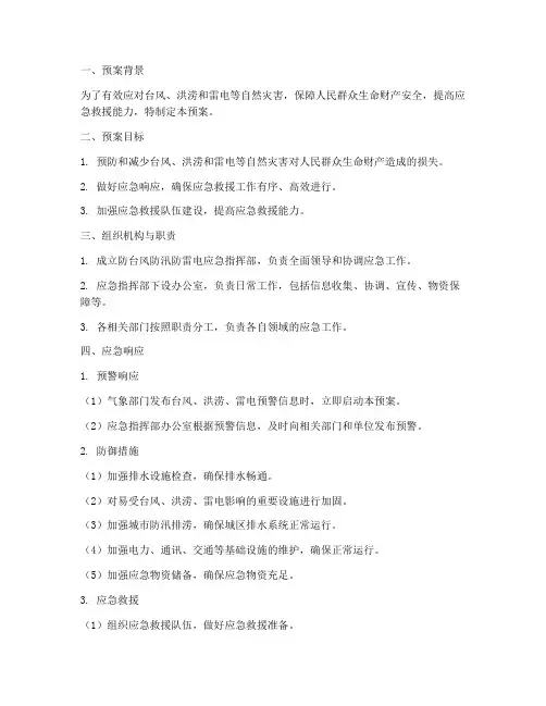 防台风防汛防雷电应急预案