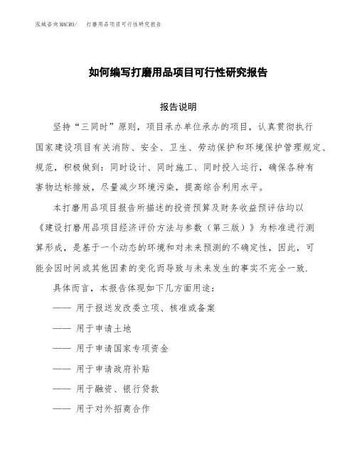 如何编写打磨用品项目可行性研究报告