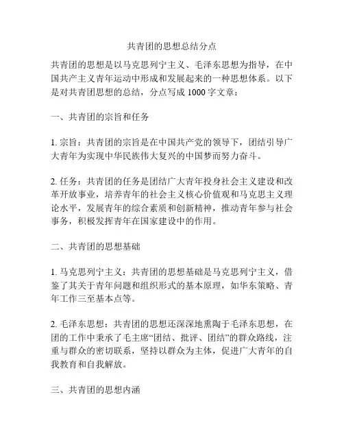 共青团的思想总结分点