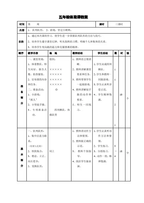 水平三体育课教案