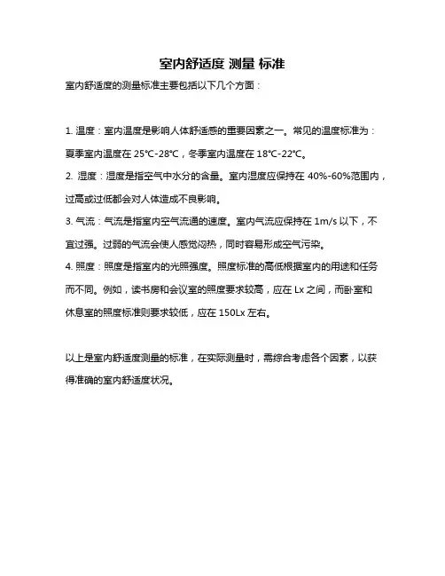 室内舒适度 测量 标准