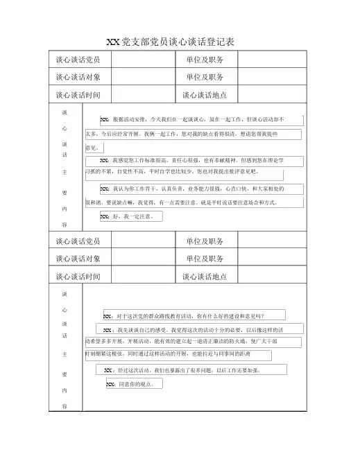 党员谈心谈话记录表(1)