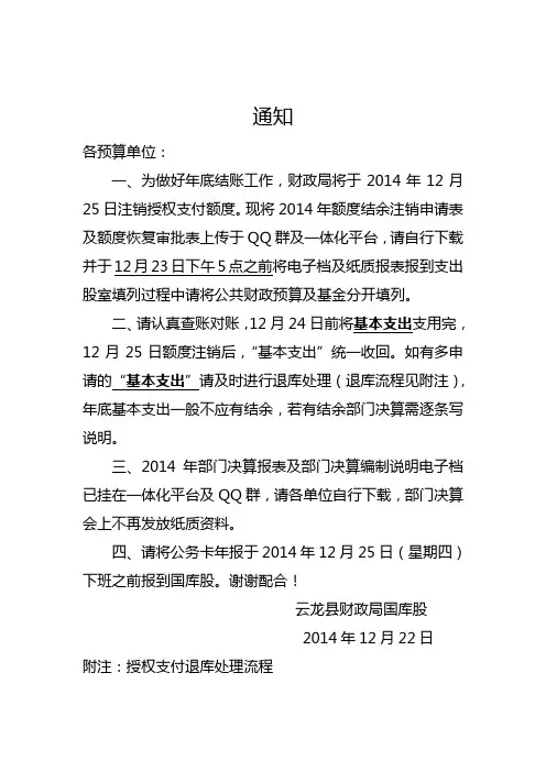 授权支付退库处理流程