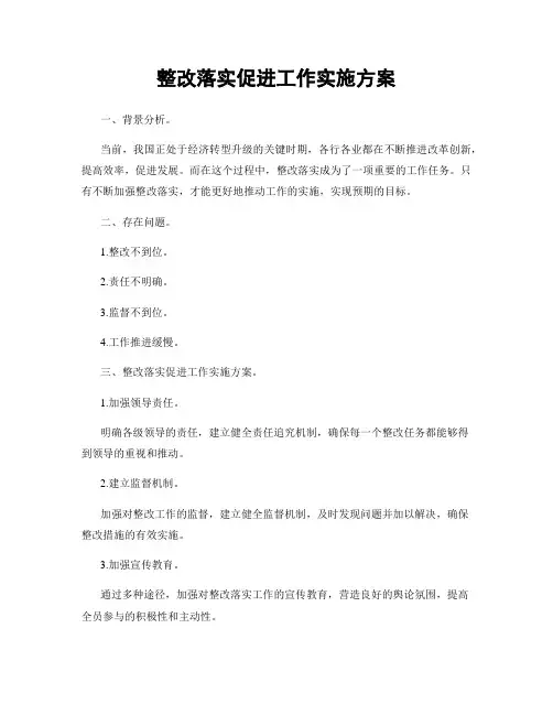 整改落实促进工作实施方案