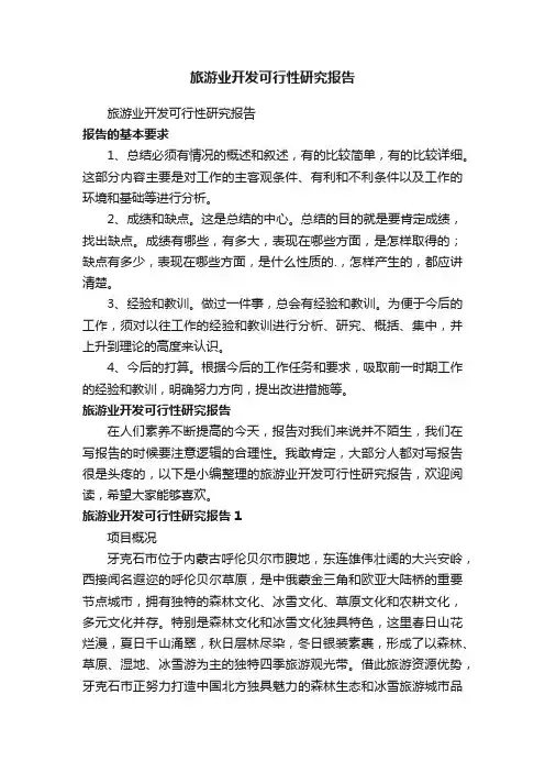 旅游业开发可行性研究报告