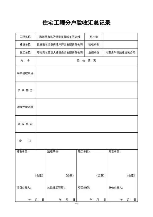 分户验收表格(全部)