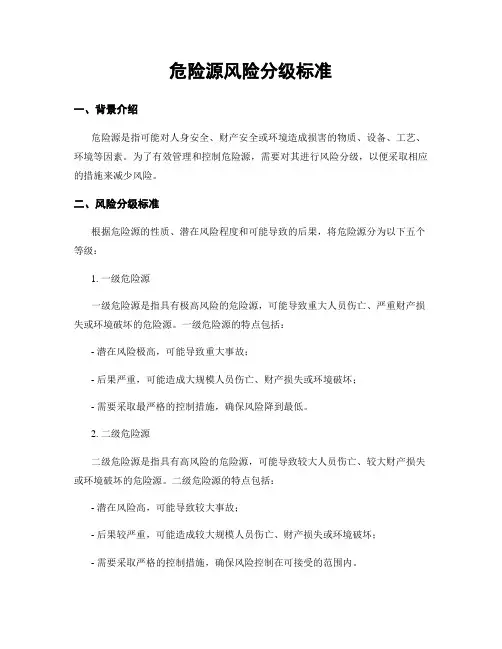 危险源风险分级标准