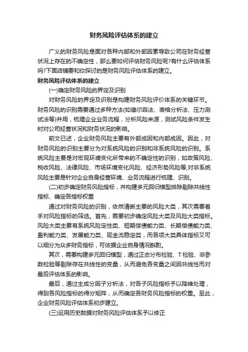财务风险评估体系的建立