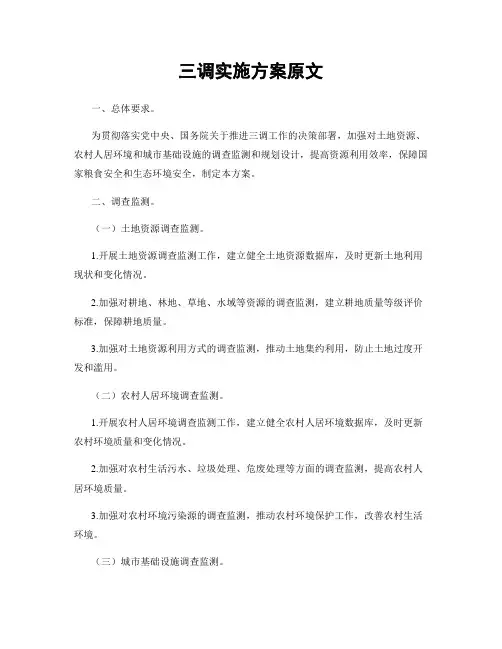 三调实施方案原文