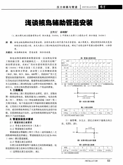 浅谈核岛辅助管道安装