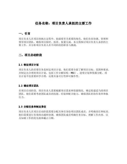 项目负责人承担的主要工作