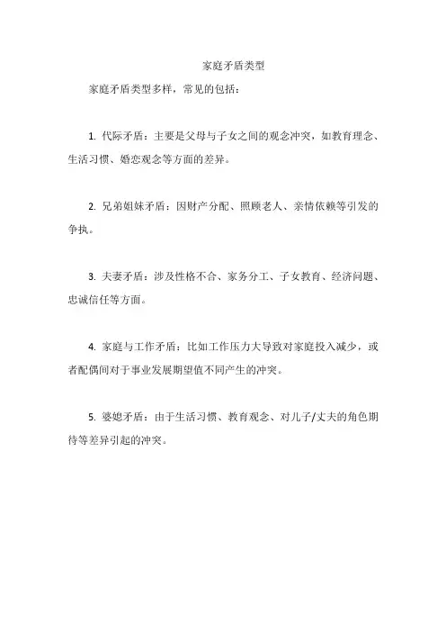 家庭矛盾类型