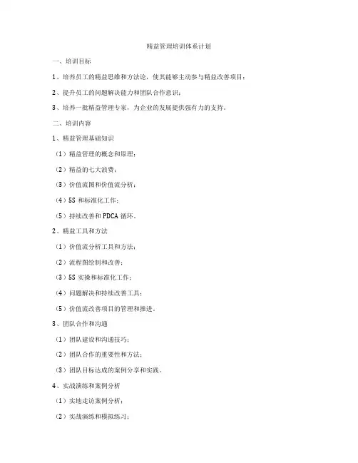 精益管理培训体系计划