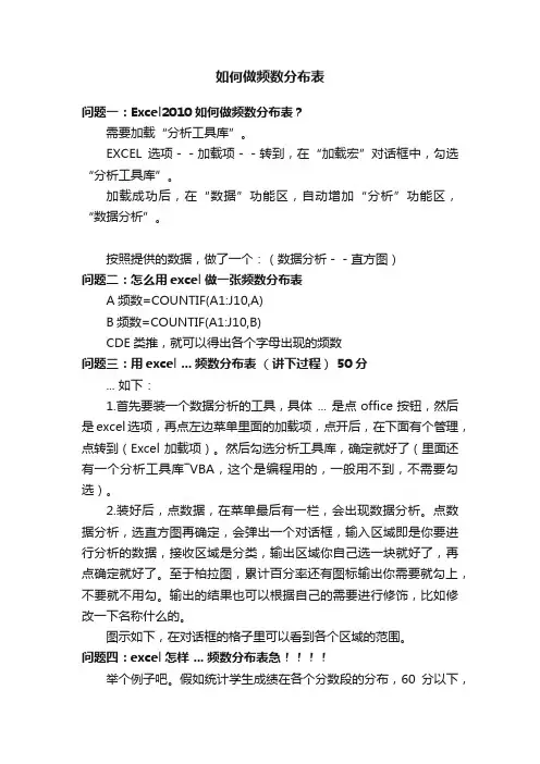 如何做频数分布表