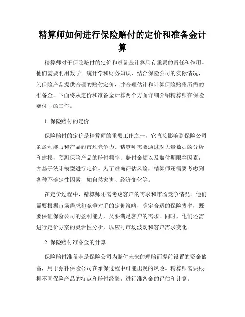 精算师如何进行保险赔付的定价和准备金计算