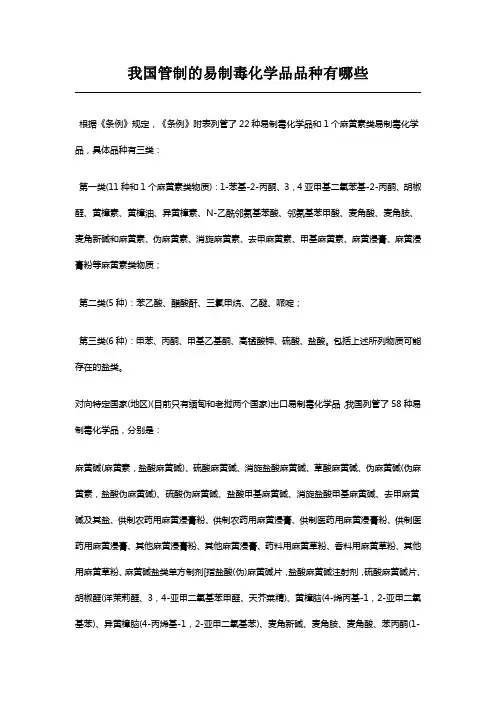我国管制的易制毒化学品品种有哪些