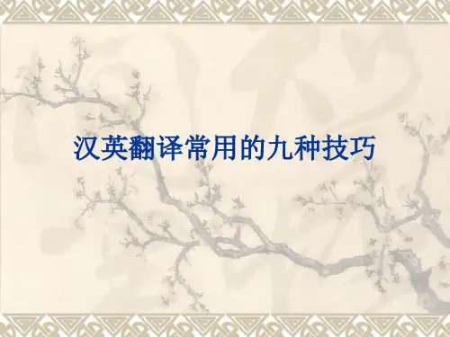 《中西文化对比》第五章 汉英翻译的九种技巧