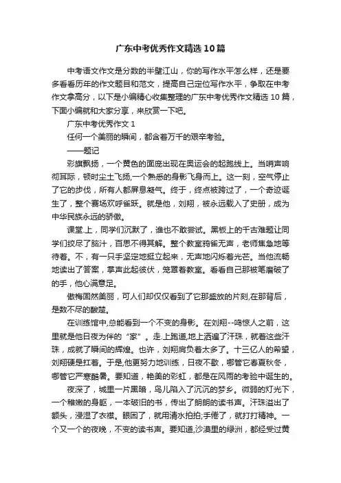 广东中考优秀作文精选10篇