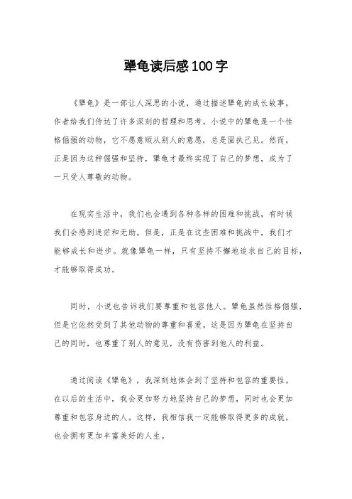 犟龟读后感100字