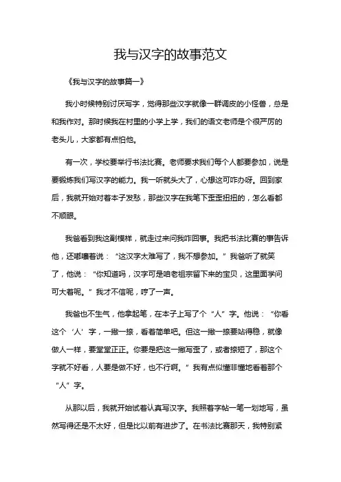 我与汉字的故事范文